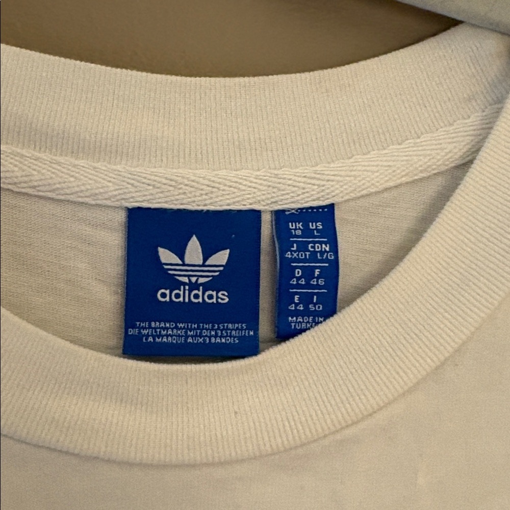 Adidas Trefoil Logo Short Sleeve Tee in White/Pink - Picture 4 of 6